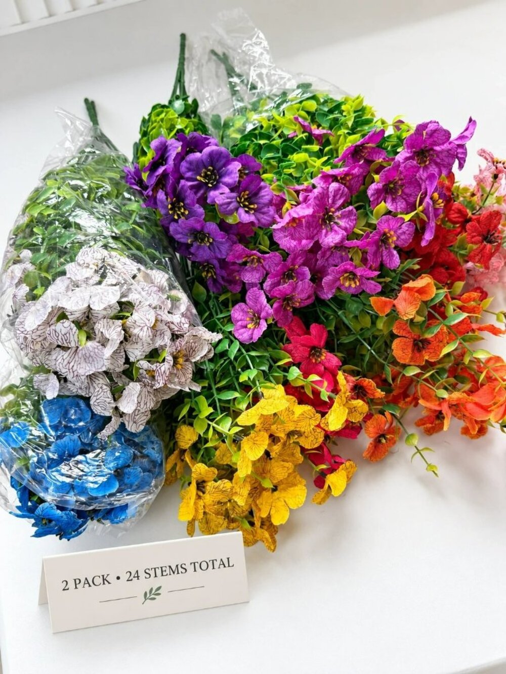 2-Pack Artificial Flower Bundles Flowers with Greenery for Home, Wedding &